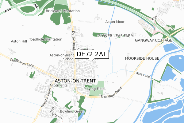 DE72 2AL map - small scale - OS Open Zoomstack (Ordnance Survey)