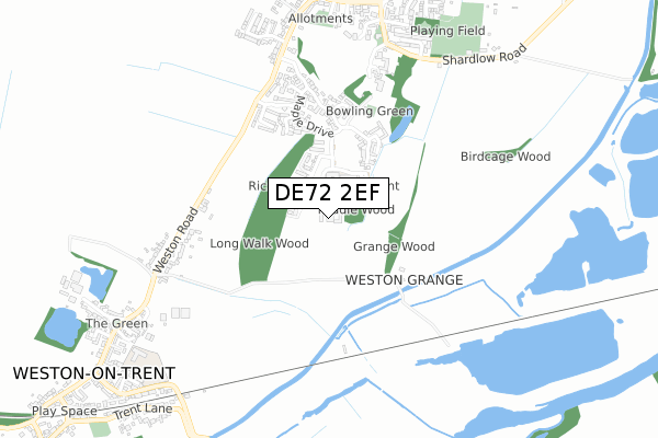 DE72 2EF map - small scale - OS Open Zoomstack (Ordnance Survey)