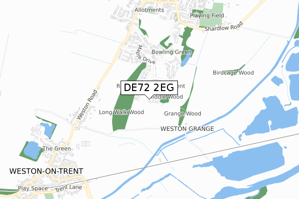 DE72 2EG map - small scale - OS Open Zoomstack (Ordnance Survey)