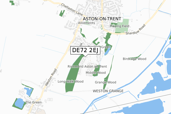 DE72 2EJ map - small scale - OS Open Zoomstack (Ordnance Survey)