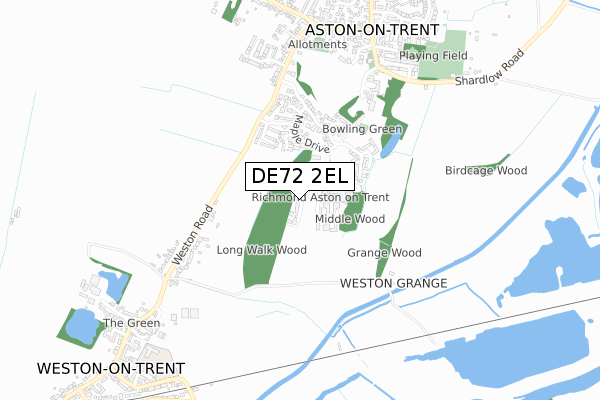 DE72 2EL map - small scale - OS Open Zoomstack (Ordnance Survey)