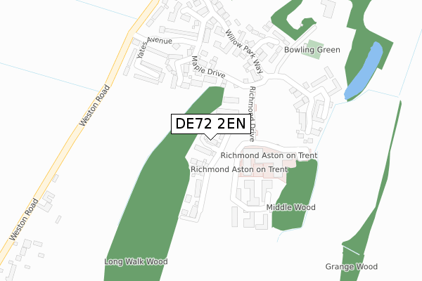 DE72 2EN map - large scale - OS Open Zoomstack (Ordnance Survey)