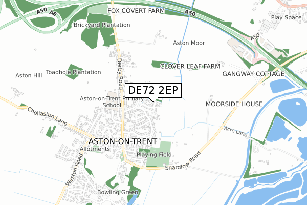 DE72 2EP map - small scale - OS Open Zoomstack (Ordnance Survey)