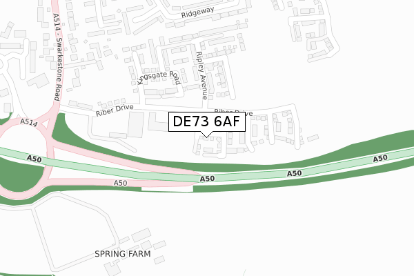 DE73 6AF map - large scale - OS Open Zoomstack (Ordnance Survey)