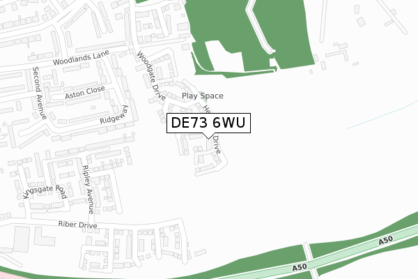 DE73 6WU map - large scale - OS Open Zoomstack (Ordnance Survey)