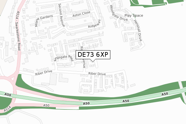 DE73 6XP map - large scale - OS Open Zoomstack (Ordnance Survey)