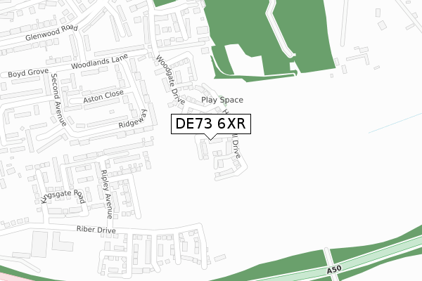 DE73 6XR map - large scale - OS Open Zoomstack (Ordnance Survey)