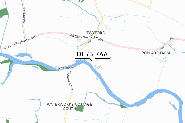 DE73 7AA map - small scale - OS Open Zoomstack (Ordnance Survey)