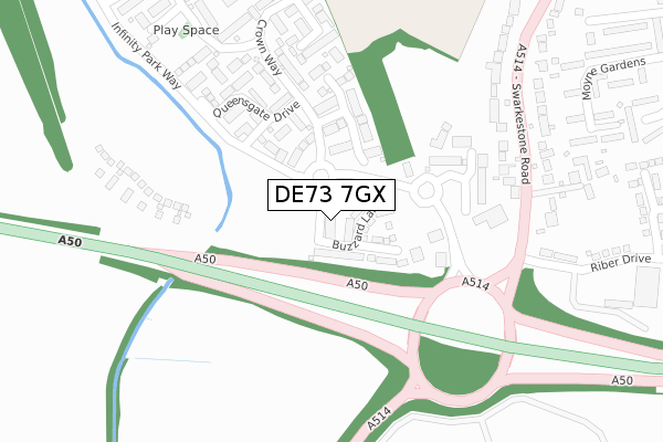 DE73 7GX map - large scale - OS Open Zoomstack (Ordnance Survey)