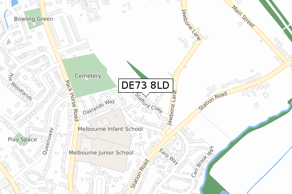 DE73 8LD map - large scale - OS Open Zoomstack (Ordnance Survey)