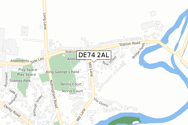 DE74 2AL map - large scale - OS Open Zoomstack (Ordnance Survey)