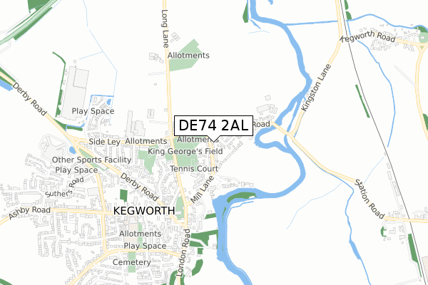 DE74 2AL map - small scale - OS Open Zoomstack (Ordnance Survey)