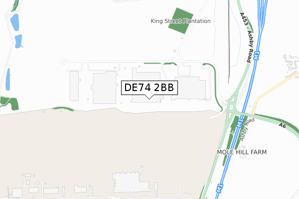 DE74 2BB map - small scale - OS Open Zoomstack (Ordnance Survey)