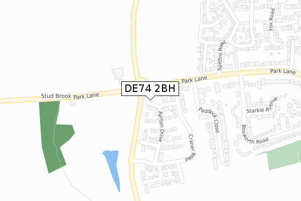 DE74 2BH map - large scale - OS Open Zoomstack (Ordnance Survey)