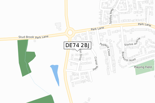 DE74 2BJ map - large scale - OS Open Zoomstack (Ordnance Survey)