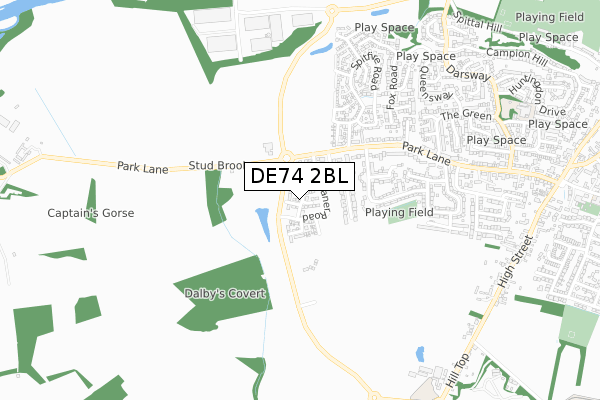 DE74 2BL map - small scale - OS Open Zoomstack (Ordnance Survey)