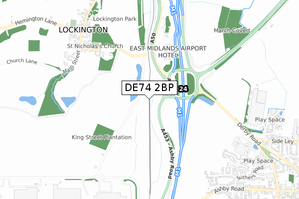 DE74 2BP map - small scale - OS Open Zoomstack (Ordnance Survey)