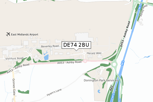 DE74 2BU map - small scale - OS Open Zoomstack (Ordnance Survey)