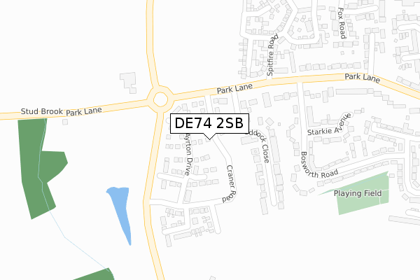 DE74 2SB map - large scale - OS Open Zoomstack (Ordnance Survey)