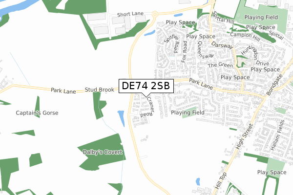 DE74 2SB map - small scale - OS Open Zoomstack (Ordnance Survey)