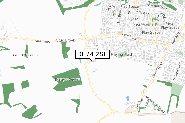 DE74 2SE map - small scale - OS Open Zoomstack (Ordnance Survey)