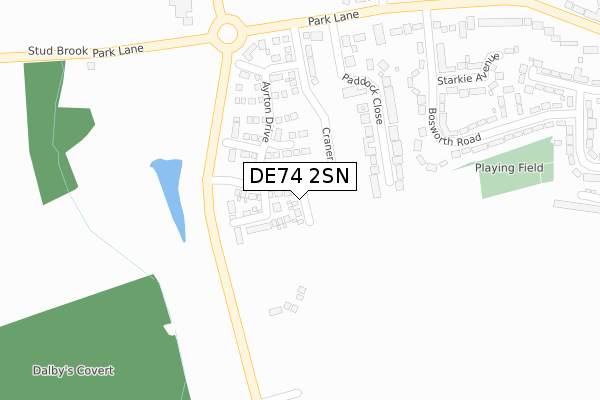 DE74 2SN map - large scale - OS Open Zoomstack (Ordnance Survey)