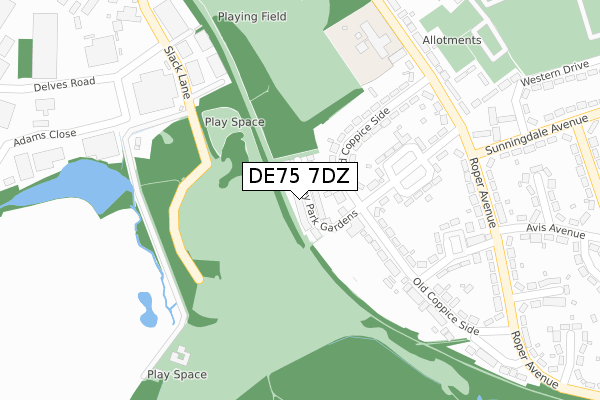 DE75 7DZ map - large scale - OS Open Zoomstack (Ordnance Survey) DE75 7DZ map - large scale - OS Open Zoomstack (Ordnance Survey)