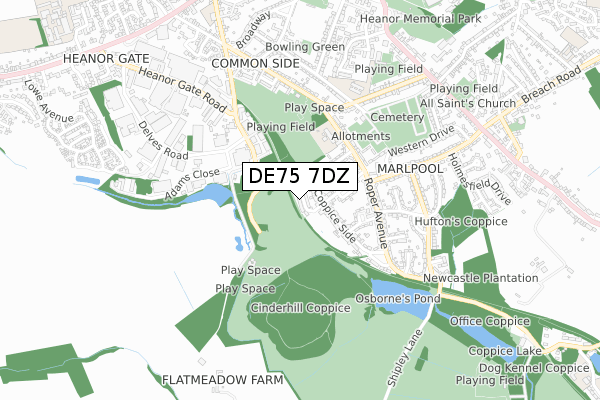 DE75 7DZ map - small scale - OS Open Zoomstack (Ordnance Survey) DE75 7DZ map - small scale - OS Open Zoomstack (Ordnance Survey)