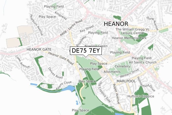 DE75 7EY map - small scale - OS Open Zoomstack (Ordnance Survey) DE75 7EY map - small scale - OS Open Zoomstack (Ordnance Survey)