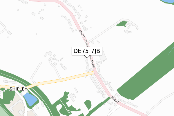 DE75 7JB map - large scale - OS Open Zoomstack (Ordnance Survey)