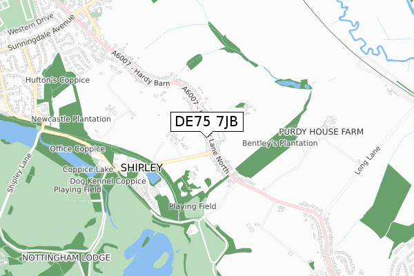 DE75 7JB map - small scale - OS Open Zoomstack (Ordnance Survey)