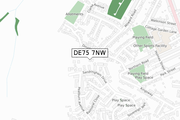DE75 7NW map - large scale - OS Open Zoomstack (Ordnance Survey) DE75 7NW map - large scale - OS Open Zoomstack (Ordnance Survey)