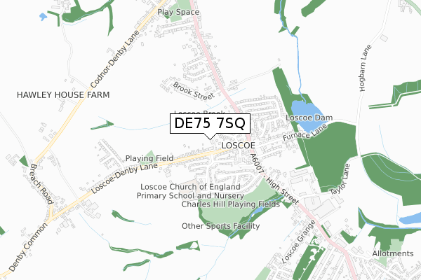 DE75 7SQ map - small scale - OS Open Zoomstack (Ordnance Survey) DE75 7SQ map - small scale - OS Open Zoomstack (Ordnance Survey)