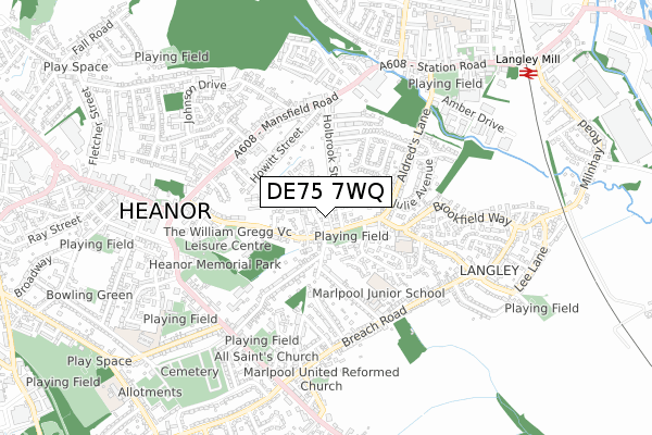 DE75 7WQ map - small scale - OS Open Zoomstack (Ordnance Survey) DE75 7WQ map - small scale - OS Open Zoomstack (Ordnance Survey)