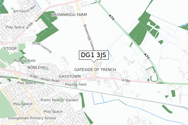 DG1 3JS map - small scale - OS Open Zoomstack (Ordnance Survey)
