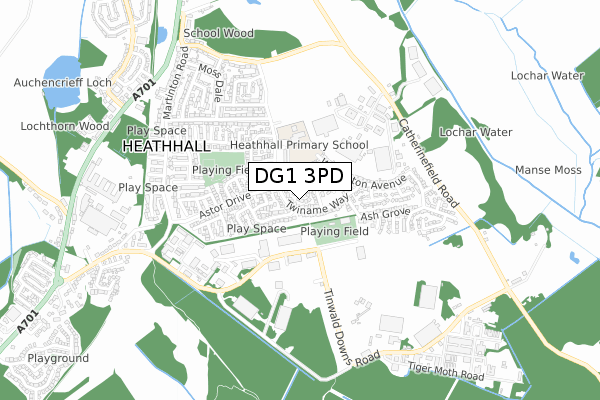 DG1 3PD map - small scale - OS Open Zoomstack (Ordnance Survey)