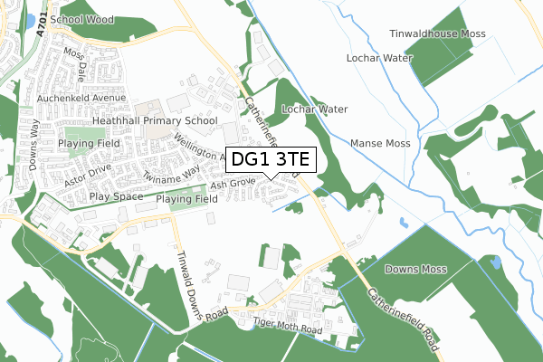 DG1 3TE map - small scale - OS Open Zoomstack (Ordnance Survey)