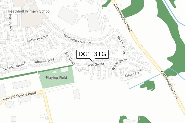 DG1 3TG map - large scale - OS Open Zoomstack (Ordnance Survey)