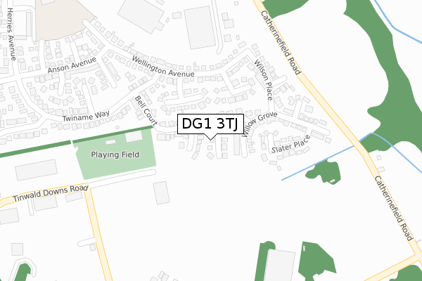 DG1 3TJ map - large scale - OS Open Zoomstack (Ordnance Survey)