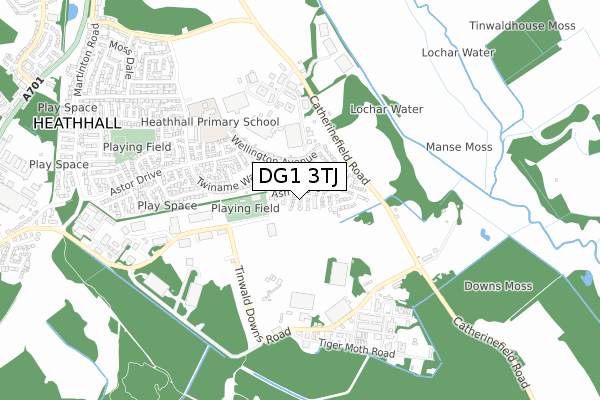 DG1 3TJ map - small scale - OS Open Zoomstack (Ordnance Survey)