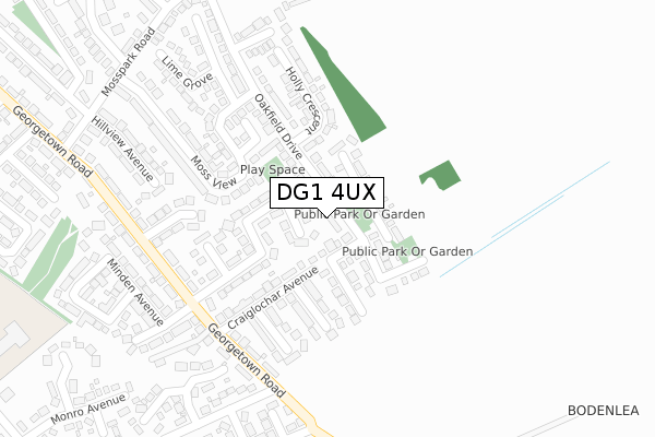 DG1 4UX map - large scale - OS Open Zoomstack (Ordnance Survey)