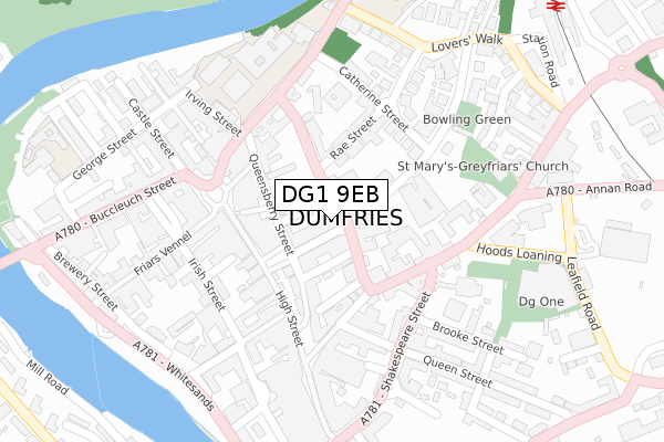 DG1 9EB map - large scale - OS Open Zoomstack (Ordnance Survey)