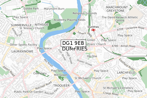 DG1 9EB map - small scale - OS Open Zoomstack (Ordnance Survey)