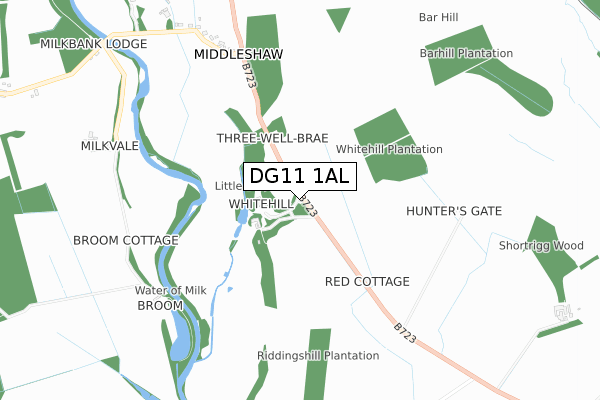 DG11 1AL map - small scale - OS Open Zoomstack (Ordnance Survey)
