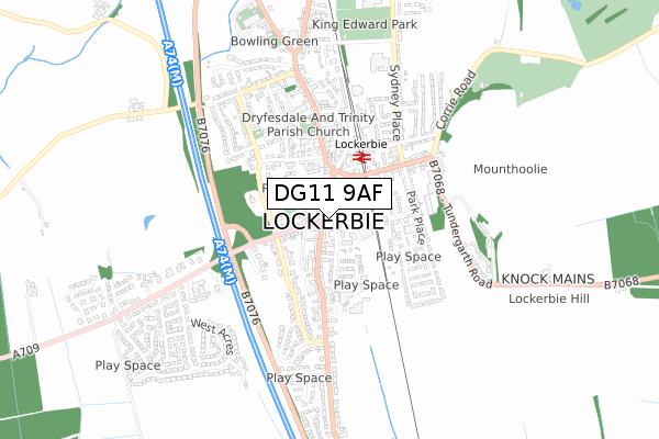 DG11 9AF map - small scale - OS Open Zoomstack (Ordnance Survey)