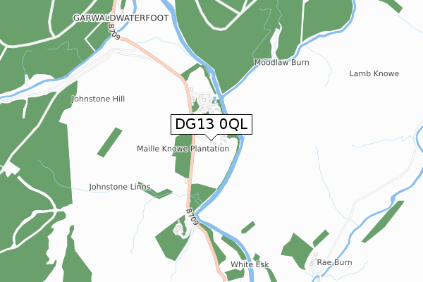 DG13 0QL map - small scale - OS Open Zoomstack (Ordnance Survey)