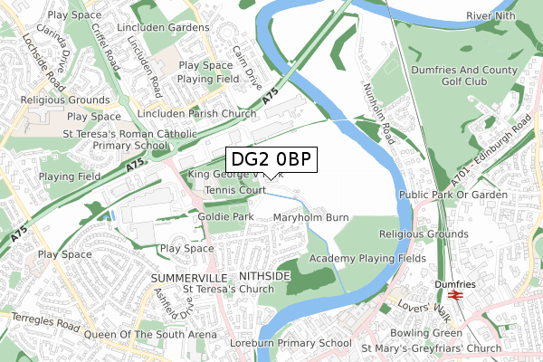 DG2 0BP map - small scale - OS Open Zoomstack (Ordnance Survey)