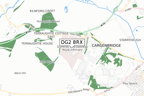 DG2 8RX map - small scale - OS Open Zoomstack (Ordnance Survey)