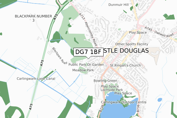 DG7 1BF map - small scale - OS Open Zoomstack (Ordnance Survey)