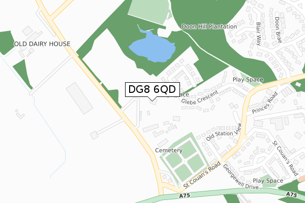DG8 6QD map - large scale - OS Open Zoomstack (Ordnance Survey)